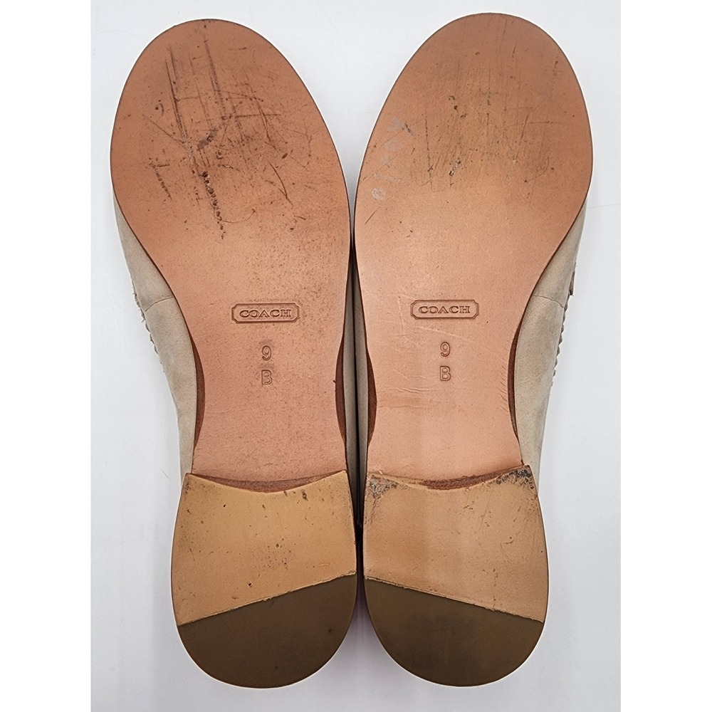 Coach Haydee Tassel Loafers Womens 9 B Beige Leather Whipstitch Slip On VGC - Picture 12 of 14